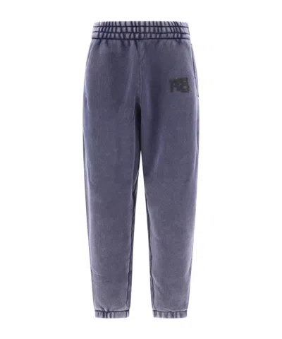 Alexander Wang Crystal Hotfix Logo Sweatpants In Brushed Terry Clothing In Black