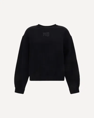 Alexander Wang Relaxed Fit Crew Sweatshirt With Puff Paint Logo In Black