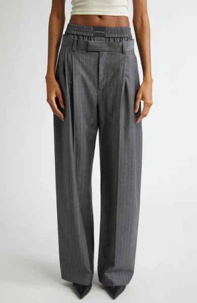 Alexander Wang Exposed Boxer Pleated Trousers In Grey