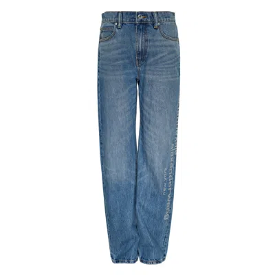 Alexander Wang Ez Hotfix Mirror Logo Jeans In Blue