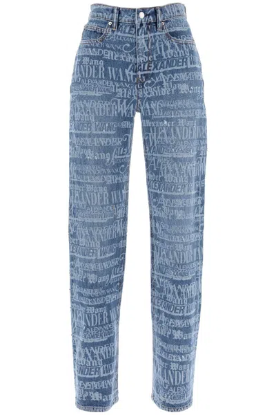 Alexander Wang Ez Jeans With Logo Print In Blue
