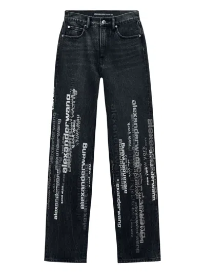 Alexander Wang Ez Logo-print Jeans In Black