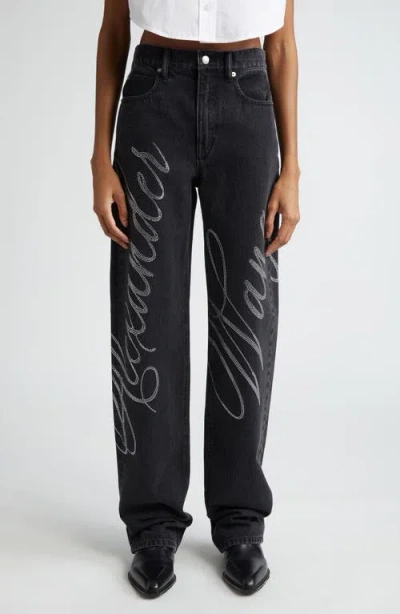 Alexander Wang Black High Waist Wide-legged Jeans