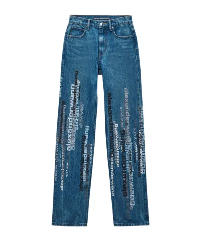 Alexander Wang Ez Vertical Logo Screen Print Jeans In Blue