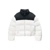 Alexander Wang Cropped White Puffer Jacket With High Collar And Contrast Panel In White