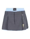 Alexander Wang Mini Skirt In Mixed Lana Logo In Gray
