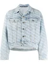 Alexander Wang Falling Back Denim Jacket With Print In Blue
