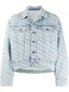 Alexander Wang Falling Back Denim Jacket With Print In 270 Pebble Bleach