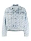 Alexander Wang Falling Back Denim Jacket With Print In Gris Claro