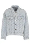 Alexander Wang Falling Back Denim Jacket With Print In Pebble Bleach