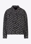 Alexander Wang Black Printed Falling Back Logo Denim Jacket In Black