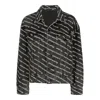 Alexander Wang Denim Jacket With All-over Logo In Black