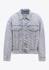 Alexander Wang Logo Printed Denim Jacket In Light Blue