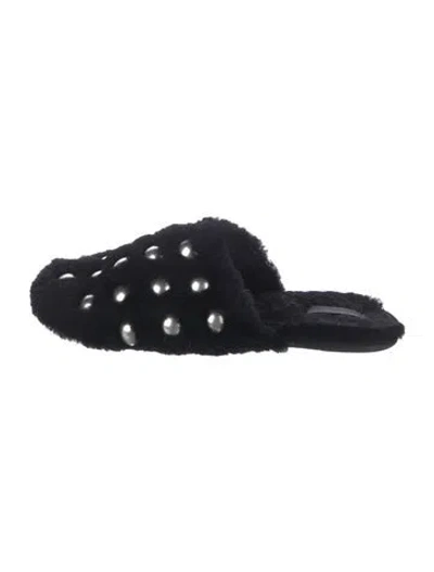 Pre-owned Alexander Wang Faux Fur Studded Accents Mules In Black