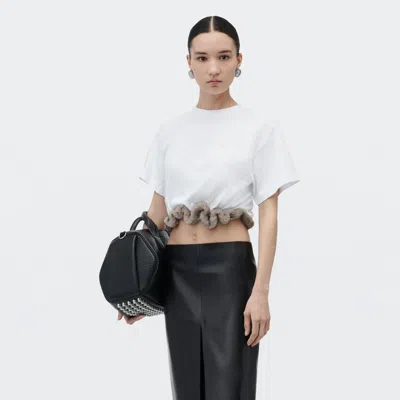 Alexander Wang Faux Fur Trim Short Sleeve Tee In White