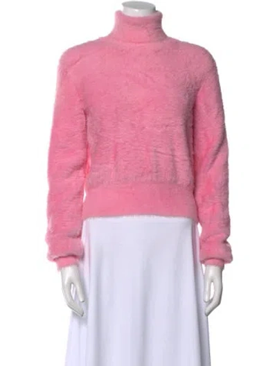 Pre-owned Alexander Wang Faux Fur Turtleneck Sweater In Pink