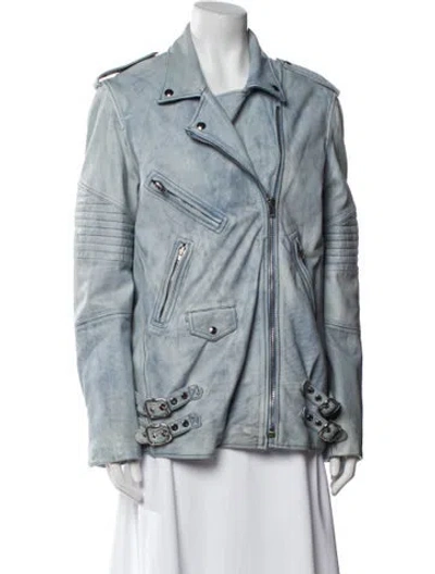 Pre-owned Alexander Wang Faux Leather Biker Jacket In Blue