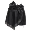 Alexander Wang Faux Leather Silver Studded Draped Wrap Tie Shorts In Black