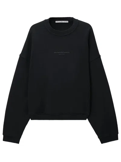 Alexander Wang Felpa Girocollo Oversize In Cotone Con Stampa Logo In Black