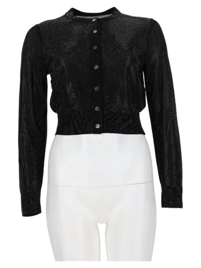 Alexander Wang Fitted Black Button-down Sweater With Cropped Length