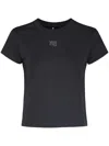 Alexander Wang Fitted Black Tee With Puff Logo Detail In Black