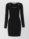 ALEXANDER WANG FITTED ROUND NECK MINI DRESS WITH EMBELLISHED COLLAR