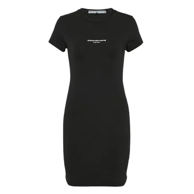 Alexander Wang Fitted Short Sleeve Mini Dress In Multi