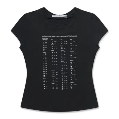 Alexander Wang Fitted Ss Tee W/ Hotfix Card Graphic Black