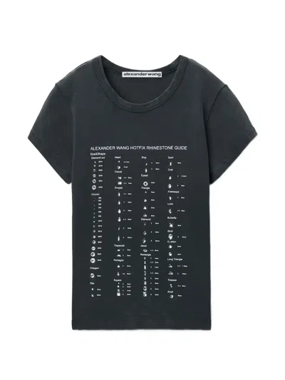 Alexander Wang Fitted Short-sleeve T-shirt With Crystal Embellishment In Black