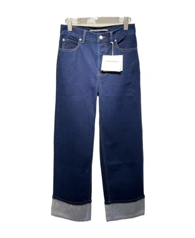 Alexander Wang Five Pocket Flanged Denim Trousers In Blue