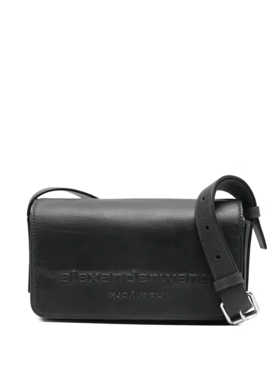 Alexander Wang Flap Leather Crossbody Bag In Black