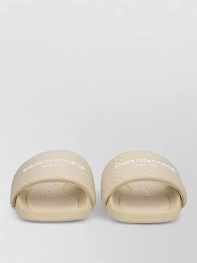 Alexander Wang Flat Sole Open Toe Slide Sandal In Neutral
