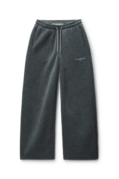 Alexander Wang Fleece Crystal Drawcord Mid-rise Trackpant Dark Grey Melange In Gray