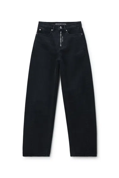 Alexander Wang Float Crystal Logo Fly Mid-rise Relaxed Jean Faded Black