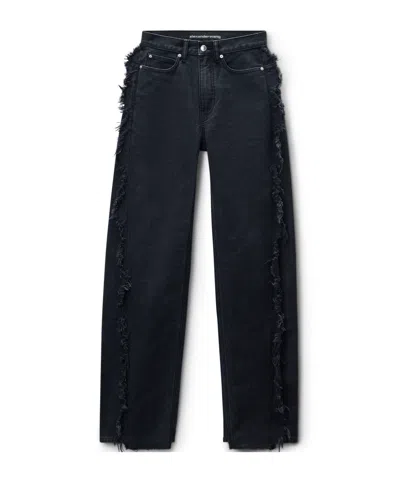 Alexander Wang Float Frayed-seams Denim Jeans In Black