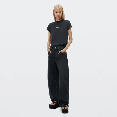 Alexander Wang Float Mid Rise Relaxed Jean In Faded Black