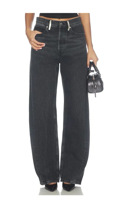 Alexander Wang Float Mid Rise Relaxed Jeans With Crystal Beltloops In Black