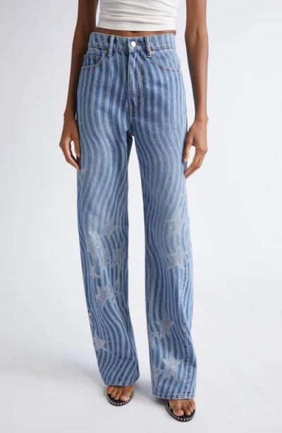 Alexander Wang Float Stars & Stripes Straight Leg Jeans In Blue