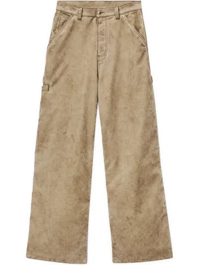 Alexander Wang Flocked-finish Jeans In Brown