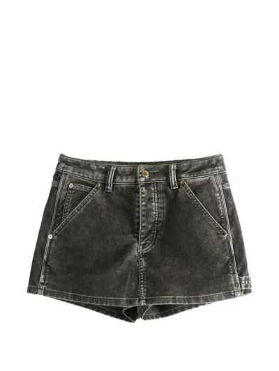 Alexander Wang Flocked High Rise Carpenter Skirt In Gray