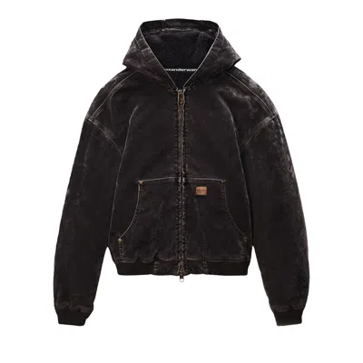 Pre-owned Alexander Wang Flocked Oversized Carpenter Hoodie 'weathered Grey' | Men's Size S In Gray