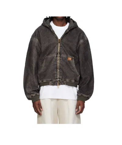 ALEXANDER WANG FLOCKED OVERSIZED CARPENTER JACKET