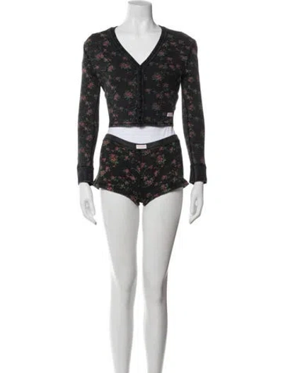 Pre-owned Alexander Wang Floral Print Short Set In White
