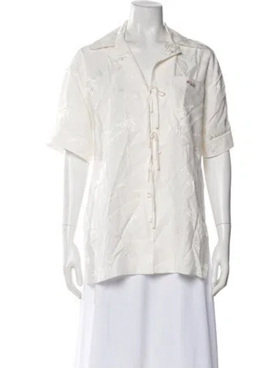 Pre-owned Alexander Wang Floral Print Short Sleeve Blouse In White