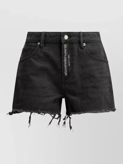 Alexander Wang Fly High Waist Denim Five Pocket Shorts In Black