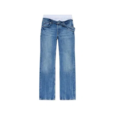 Alexander Wang Fold-over Layered Jeans In Blue