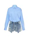 Alexander Wang Prestyled Button Down Skort Romper In Blue