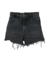 Alexander Wang 'bite' Frayed Cuff Denim Shorts In Gray