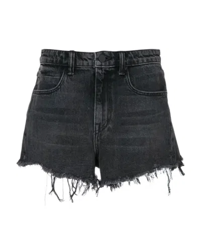 Alexander Wang 'bite' Frayed Cuff Denim Shorts In Grey