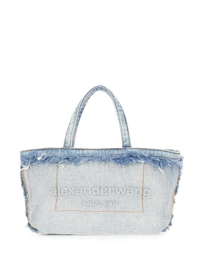 Alexander Wang Frayed Denim Tote Bag In Blue